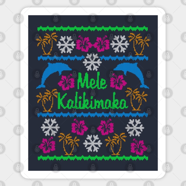 Hawaiian Mele Kalikimaka Ugly Christmas Sweater Party Shirt Sticker by TeeCreations